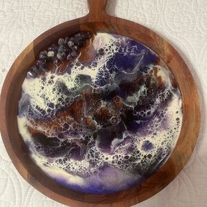 Willow Purple and Cream Mixed Media Art Tray Bee & Willow